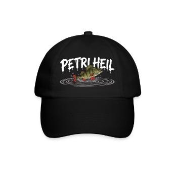 PETRI HEIL – Angler greeting with perch - Baseball Cap - black/black - Front