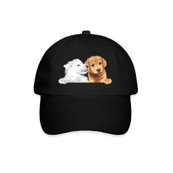 Weißer Schweizer Schäferhund und Golden Retriever - Baseballkappe - Schwarz/Schwarz - Vorne