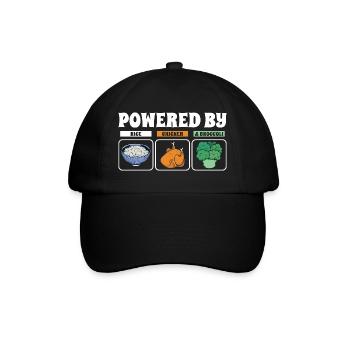 Powered By Rice Chicken Broccoli - Baseball Cap - black/black - Front
