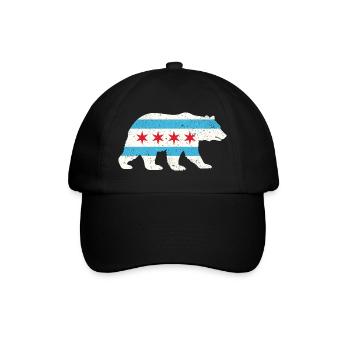 Chicago Flag Bear Pride Nature City Fusion - Baseballkappe - Schwarz/Schwarz - Vorne
