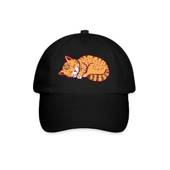 sleeping cat kitten tiger cat - Baseball Cap - black/black - Front