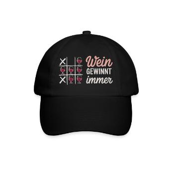 Wine Always Wins Tic Tac Toe Saying For - Baseball Cap - black/black - Front
