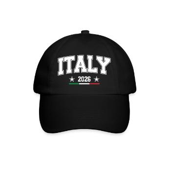 Italy 2026 in imposing letters and flag - Baseball Cap - black/black - Front