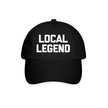 Lokale Legende Fette Typografie - Baseballkappe - Schwarz/Schwarz - Vorne