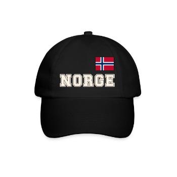 NORWEGN - NORGE Trikot Look - Flagge auf der Brust - Baseballkappe - Schwarz/Schwarz - Vorne