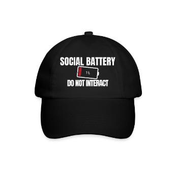 Social Battery 1% Funny Introvert Vibe - Baseball Cap - black/black - Front
