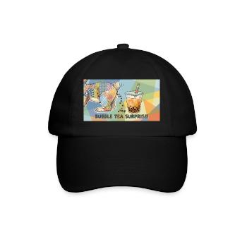 Cute Bunny Funny Boba Bubble Tea - Baseball Cap - black/black - Front