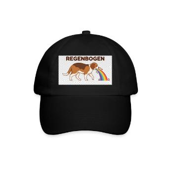 Beagle mit Regenbogenstrahl - Baseballkappe - Schwarz/Schwarz - Vorne
