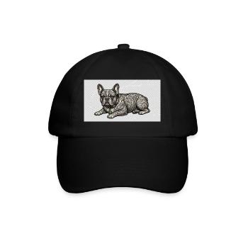 Ornate Bulldog Tattoo Muster - Baseballkappe - Schwarz/Schwarz - Vorne