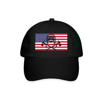 Indian skull and American flag - Baseball Cap - black/black - Front