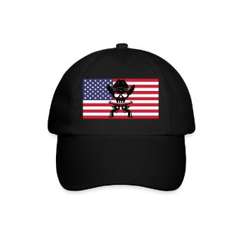 Cowboy skull and American flag - Baseball Cap - black/black - Front