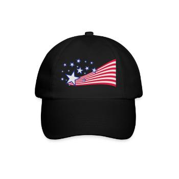 USA Flagge - Baseballkappe - Schwarz/Schwarz - Vorne