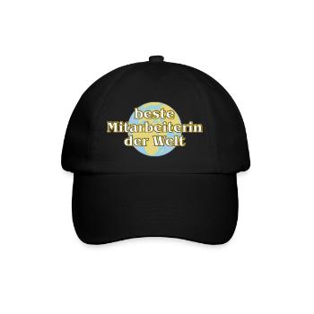 Goldene Serie - beste Mitarbeiterin mit Weltkugel - Baseballkappe - Schwarz/Schwarz - Vorne