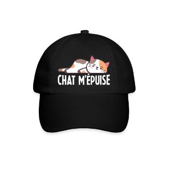 Chat m'épuise Cadeau Humour Femme Homme - Casquette classique - noir/noir - Devant