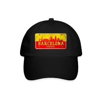 Barcelona Spanien Vintage Schild - Baseballkappe - Schwarz/Schwarz - Vorne