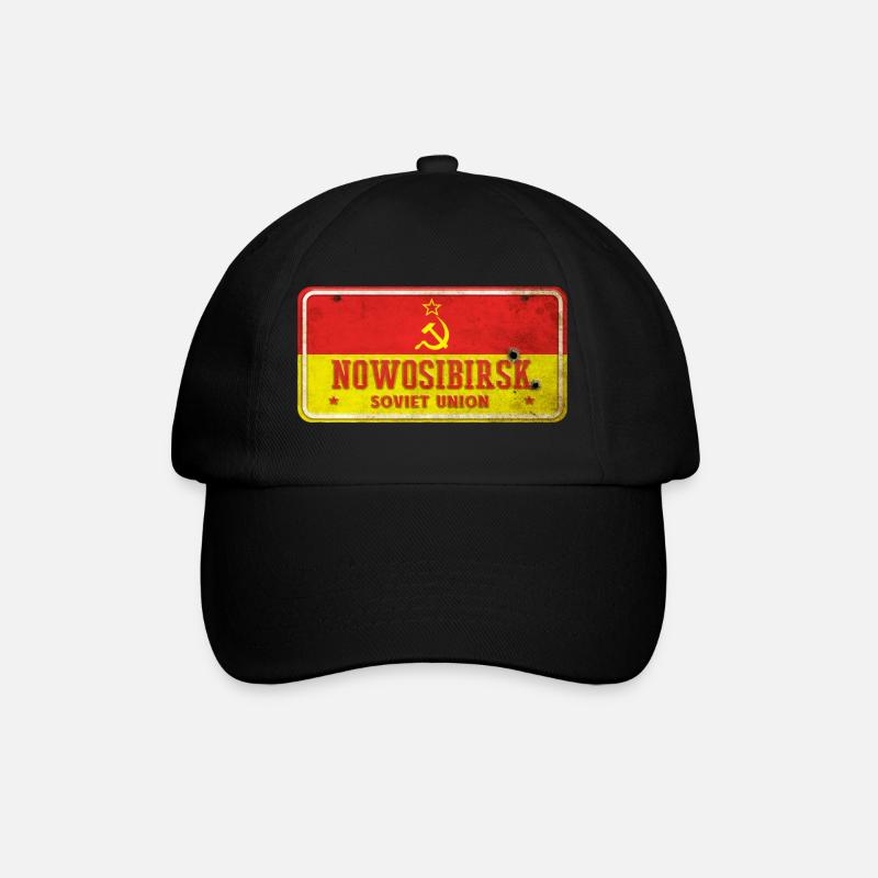 Nowosibirsk Sowjetunion Vintage Schild - Baseballkappe - Schwarz/Schwarz