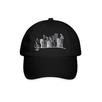 Black and white guitar with music bar, guitarist - Baseball Cap - black/black - Front
