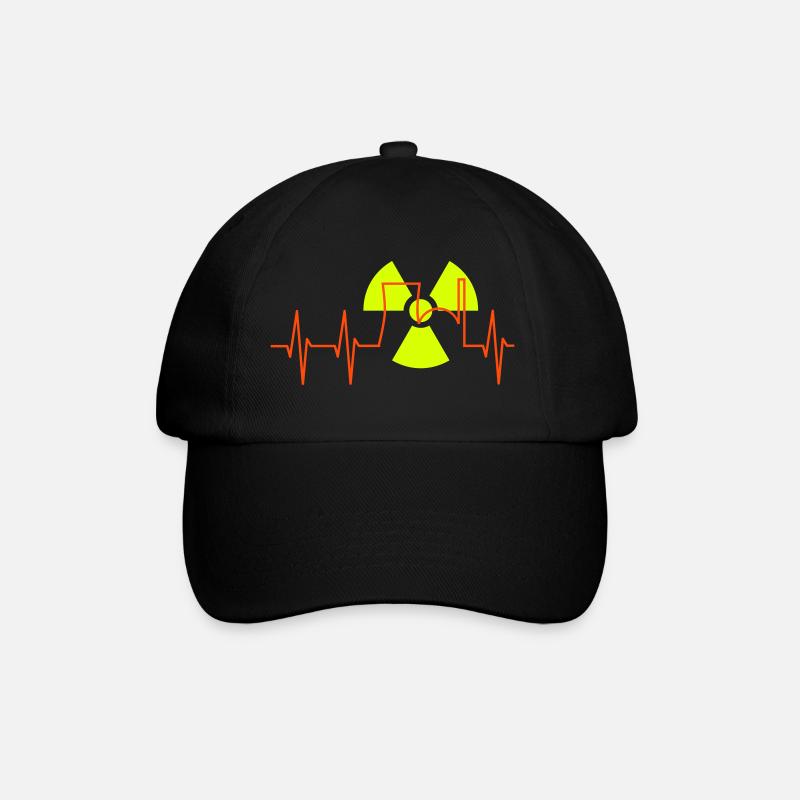 ECG, centrale nucléaire et panneaux d’avertissement de rayonnement - Casquette classique - noir/noir