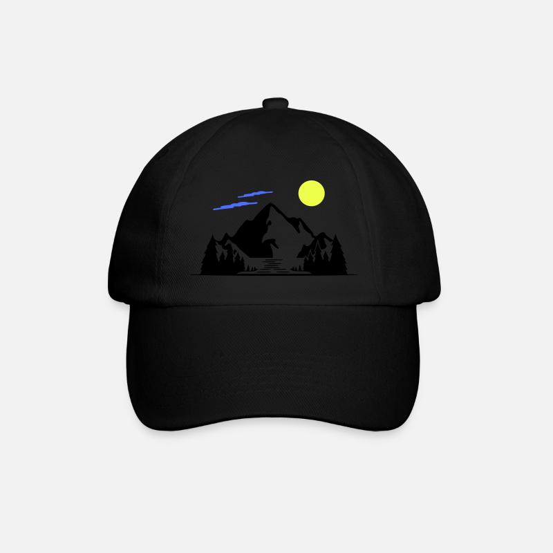 Berge - Baseballkappe - Schwarz/Schwarz