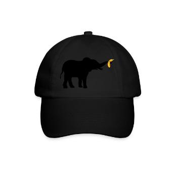 Large Banana Elephant Silhouette - Baseball Cap - black/black - Front