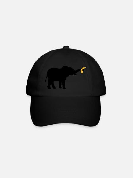 Grande silhouette d’éléphant banane - Baseballkasket - sort/sort
