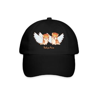 Thank you Ma'am queen corgis crown wings - Baseball Cap - black/black - Front