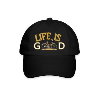 Life is good - Fahrrad Edition - Baseballkappe - Schwarz/Schwarz - Vorne