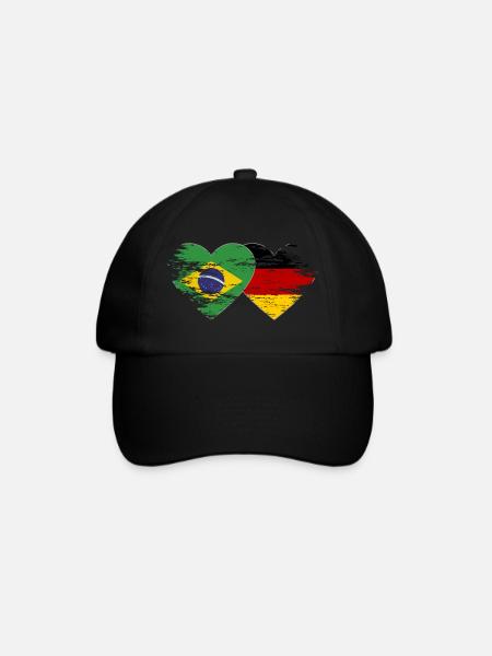 Brasilien Deutschland Flagge used Herz - Baseballkappe - Schwarz/Schwarz