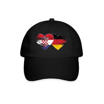 Croatia Germany flag used heart - Baseball Cap - black/black - Front