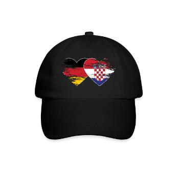 Germany Croatia flag used heart - Baseball Cap - black/black - Front