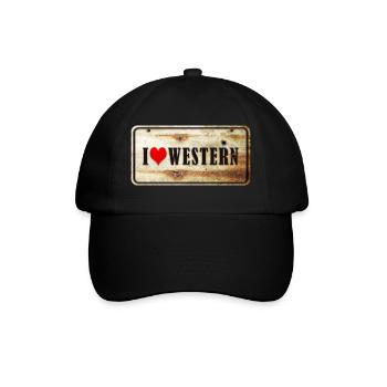 Panneau vintage « I love western » - Casquette classique - noir/noir - Devant