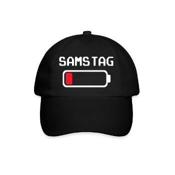 Samstag Batterie leer Design - Baseballkappe - Schwarz/Schwarz - Vorne