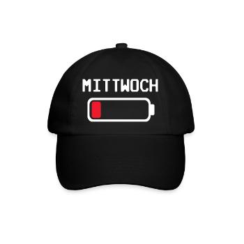 Mittwoch Batterie leer Design - Baseballkappe - Schwarz/Schwarz - Vorne