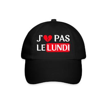 J'e n'aime pas le lundi - Version blanche - Casquette classique - noir/noir - Devant