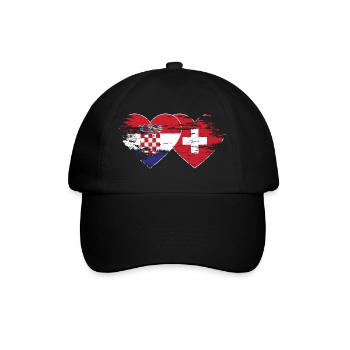 Croatie Suisse drapeau coeur utilisé - Casquette classique - noir/noir - Devant
