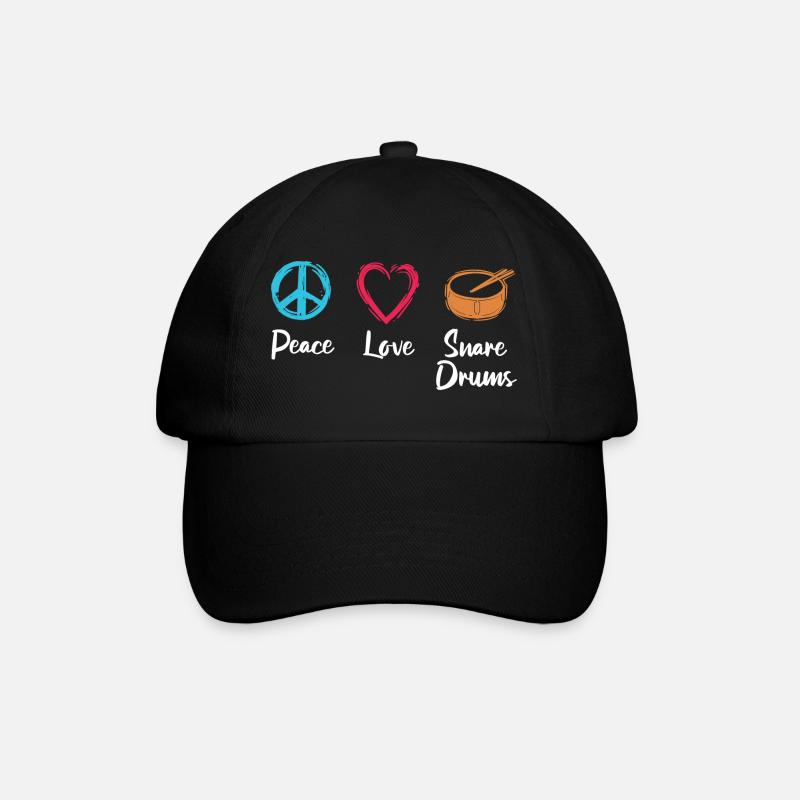 Frieden Liebe Trommel - Baseballkappe - Schwarz/Schwarz