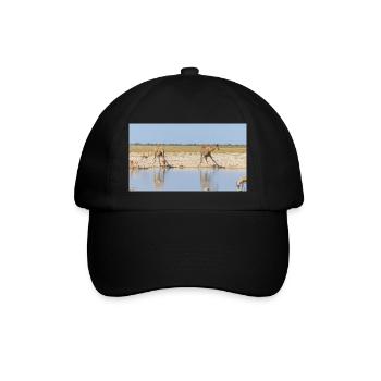 Landscape at the Cubango river with giraffe - Baseball Cap - black/black - Front