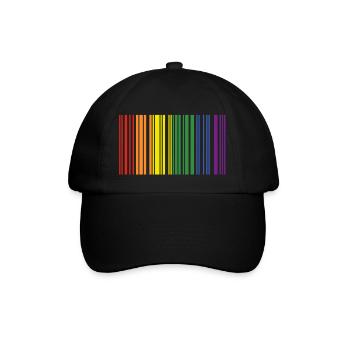 Gay Barcode | gay, lgbtq, homo, Regenbogen - Baseballkappe - Schwarz/Schwarz - Vorne