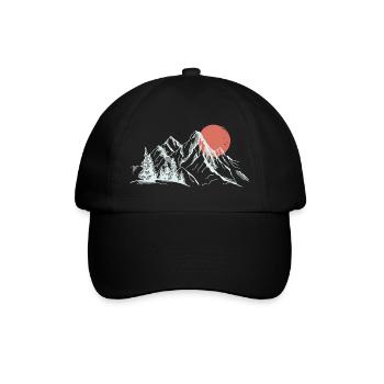 Soleil cramoisi sur les sommets enneigés - Casquette classique - noir/noir - Devant