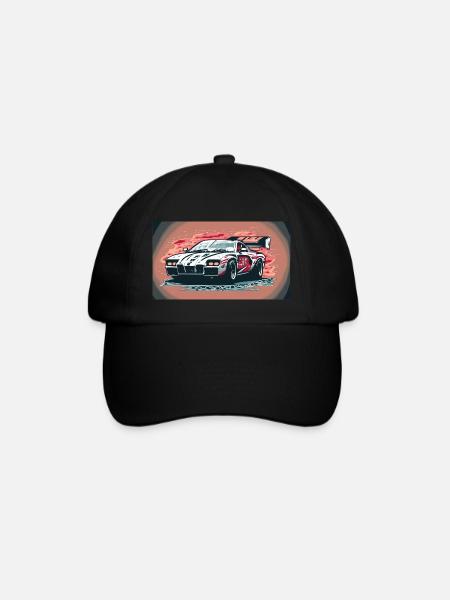 Voiture de course blanche (Collection de voitures de course) - Casquette classique - noir/noir