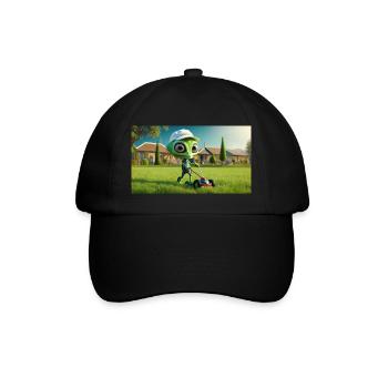niedliche kleine grüne retro vintage alien jeden tag - Baseballkappe - Schwarz/Schwarz - Vorne