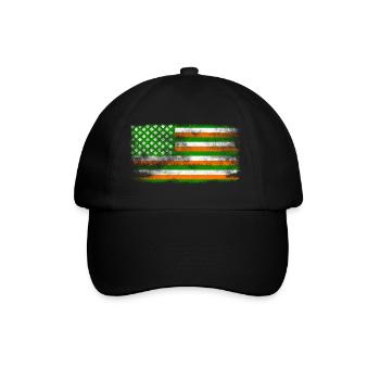 Drapeau de la Saint-Patrick irlandais américain lavé - Casquette classique - noir/noir - Devant