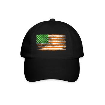Irish American Saint Patrick's Day Flag Washed - Baseball Cap - black/black - Front