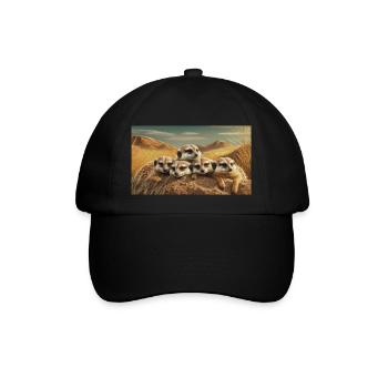 Cute animals chilling – meerkats sleeping ground - Baseball Cap - black/black - Front