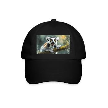 Cute animals chilling – ring-tailed lemur - Baseball Cap - black/black - Front