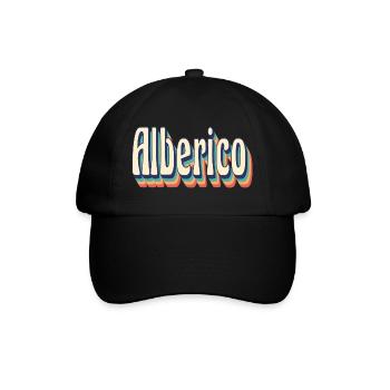 Alberico T-Shirt Retro Vintage T-Shirt Geschenk - Baseballkappe - Schwarz/Schwarz - Vorne