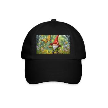 niedliche kleine zwerge alltag fliegender schmetterling - Baseballkappe - Schwarz/Schwarz - Vorne