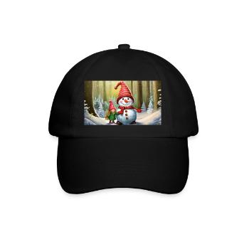 mignons petits gnomes vie quotidienne construction bonhomme de neige - Casquette classique - noir/noir - Devant