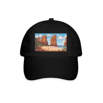 Great Ocean Road, Australia - Pixel Art - Baseball Cap - black/black - Front