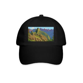Machu Picchu, Peru - Pixel Art - Baseball Cap - black/black - Front